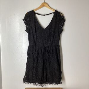 Maurices Women's Short Sleeve Lace Lined Spring Dress Solid Black Size 1
